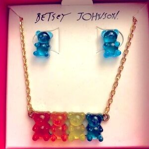 Betsey Johnson Gummy Bear Earrings Necklace Set New